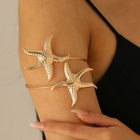 Gold Starfish Adjustable Arm Cuff Bracelet