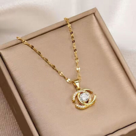 Double C Pendant Diamond Necklace