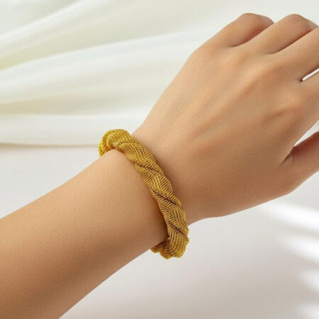 SET OF 2 Textured Knot Mesh Gold Cuff