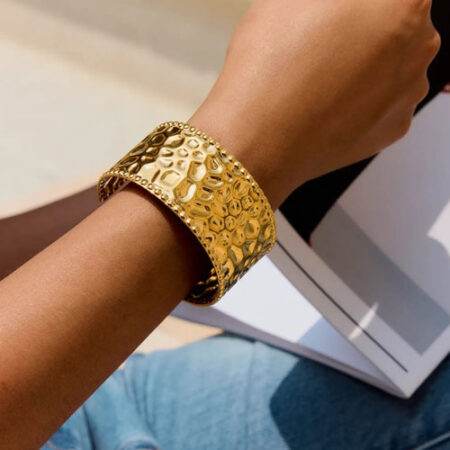 Hammered Gold Statement Cuff Bangle
