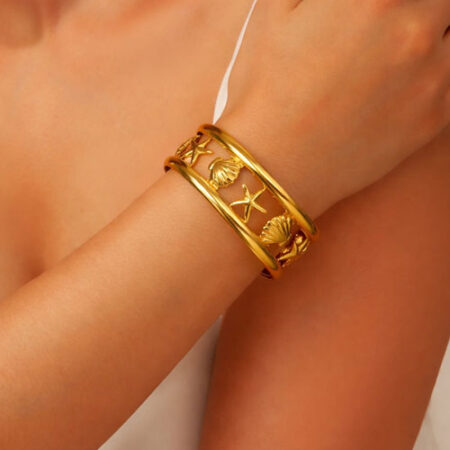 Ocean-Inspired Gold Cuff Bracelet