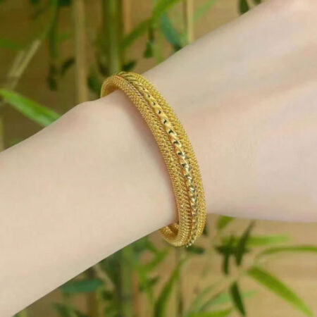 SET OF 2 Textured Gold Mesh Cuff Bracelet