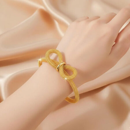 SET OF 2 Golden Knot Mesh Cuff Bracelet