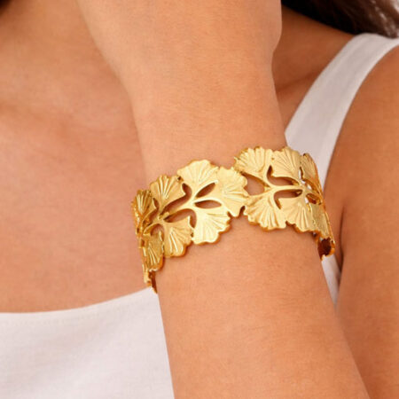 Floral Cutwork Gold Cuff Bracelet