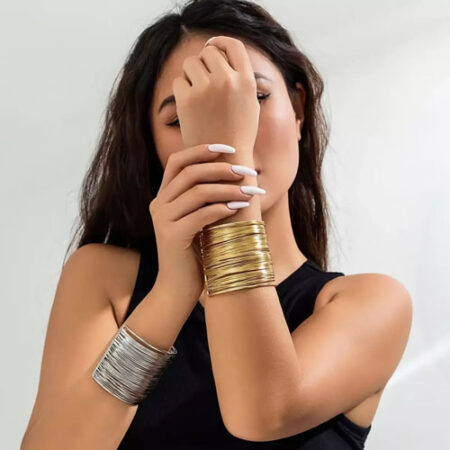 Textured Wire Wrap Gold Cuff Bracelet