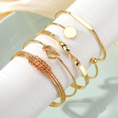 Gold Minimalist Cuff Bracelet Set