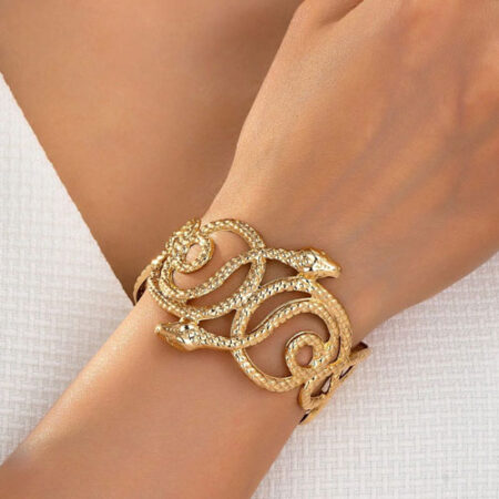 Multi-Snake Wrap Gold Cuff Bracelet