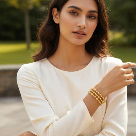 Triple Beaded Gold Cuff Bracelet