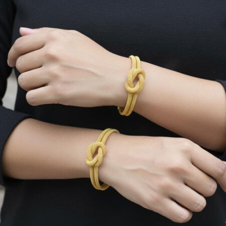 SET OF 2 Double Rope Knot Gold Cuff Bracelet