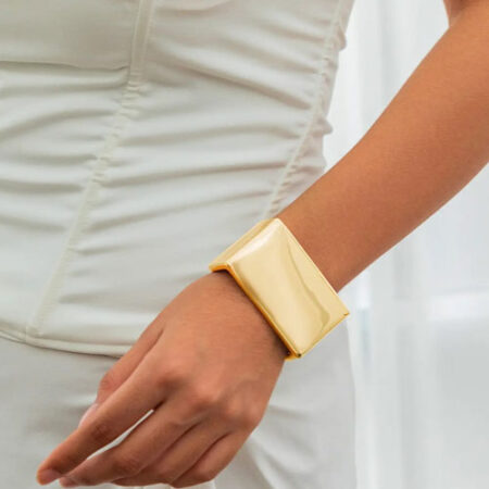 Minimalist Sculptural Gold Cuff Bracelet