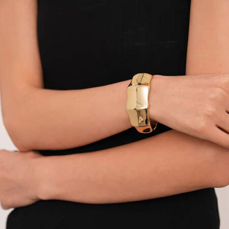 Sculpted curve Gold Statement Cuff Bracelet