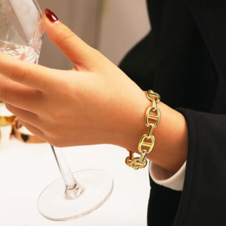 Gold Link Chain Cuff Bracelet