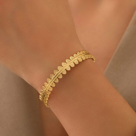 Golden Laurel Leaf Open Cuff Bangle
