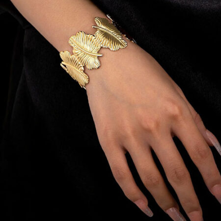 Ginkgo Leaf Gold Cuff Bracelet