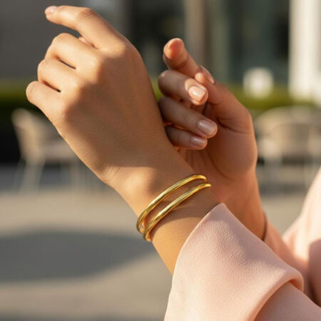Minimal Double Band Gold Cuff Bracelet