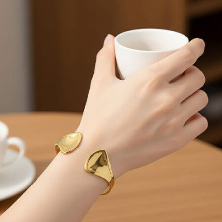 Sculptural Petal Open Cuff Bangle