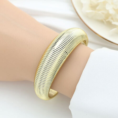 Ribbed Dome Gold Statement Cuff