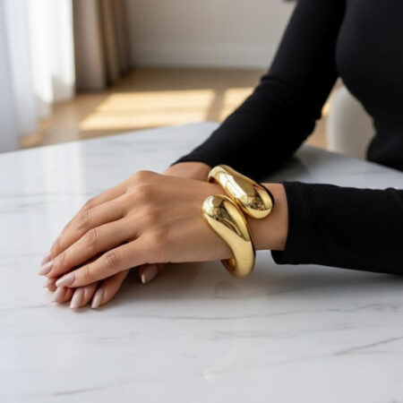Sculptural Statement Gold Cuff