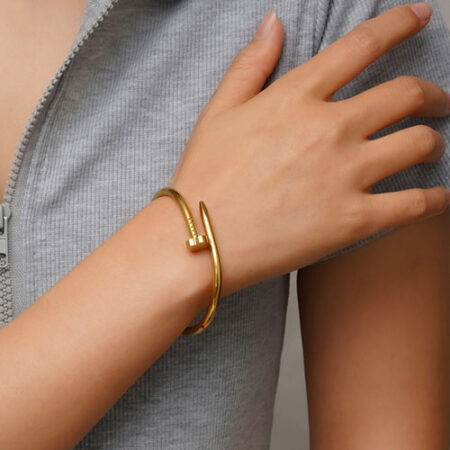 Modern Nail Design Gold Cuff Bracelet